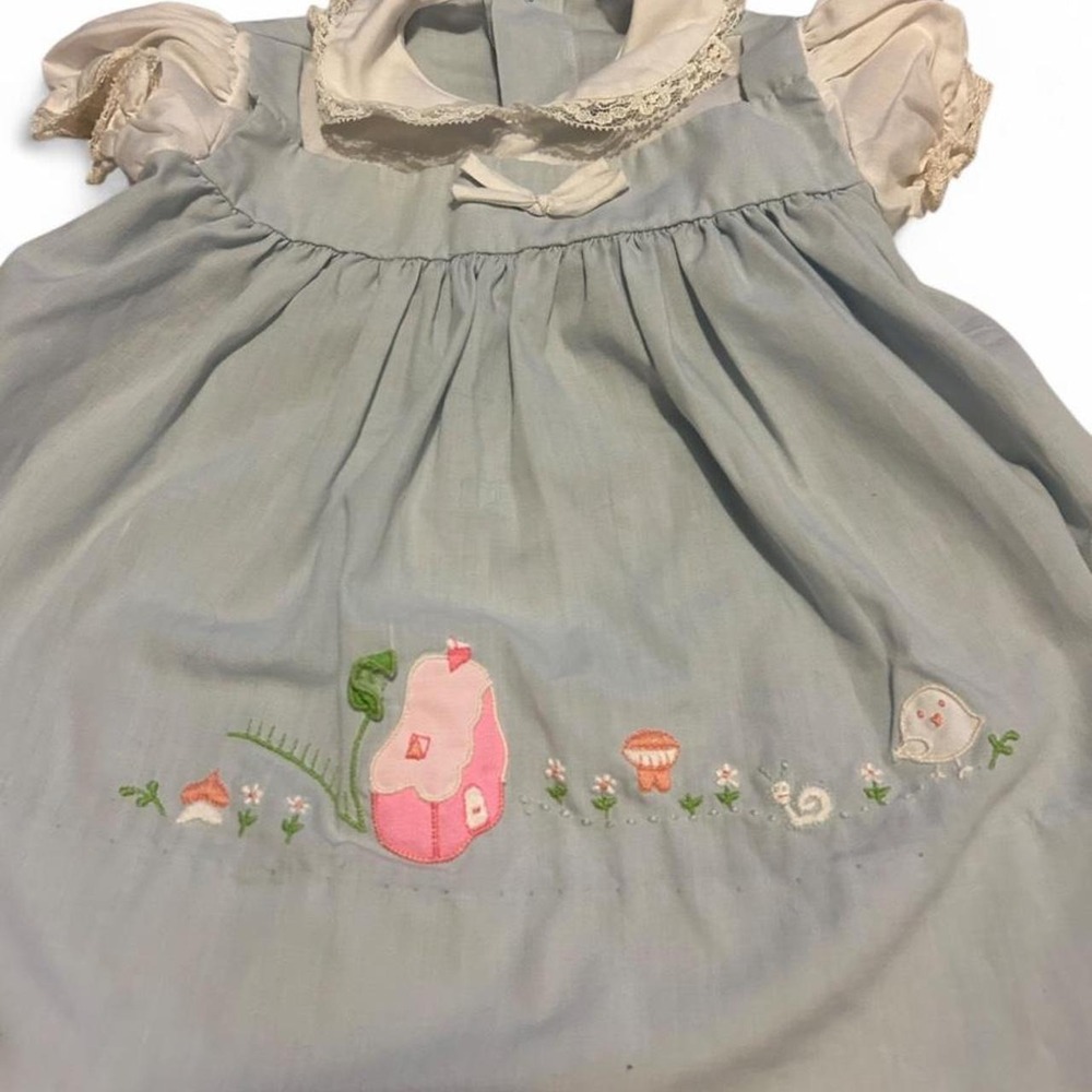 Vintage‎ blue and cream baby dress